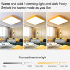 Wood Macaron LED Square Ceiling Lamp, 3-Colors Light