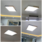 Wood Macaron LED Square Ceiling Lamp, 3-Colors Light
