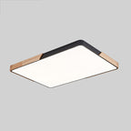 Wood Macaron LED Rectangle Ceiling Lamp, White Light