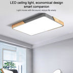 Wood Macaron LED Rectangle Ceiling Lamp, White Light