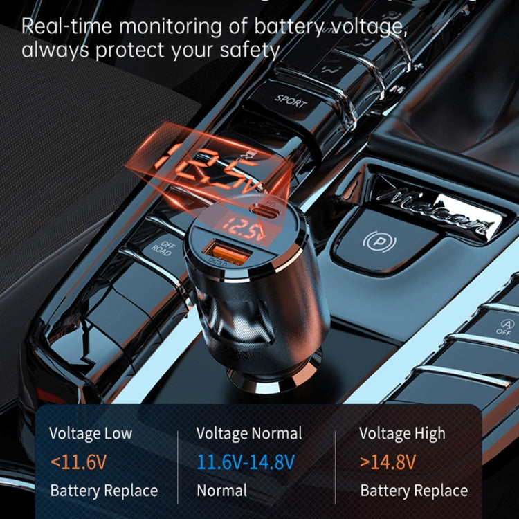 SC01 65W QC3.0 + PD Dual Ports Car Charger with Voltage Display