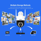 SriHome SH041 5.0MP 20X Optical Zoom 2.4G/5G WiFi Waterproof AI Auto Tracking H.265 Video Surveillance
