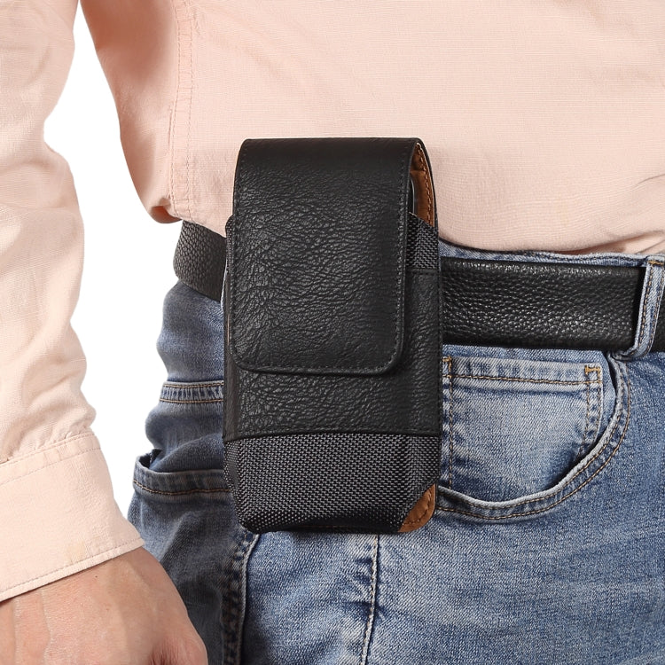 Mobile Phone Cowhide Texture Oxford Cloth Waist Bag