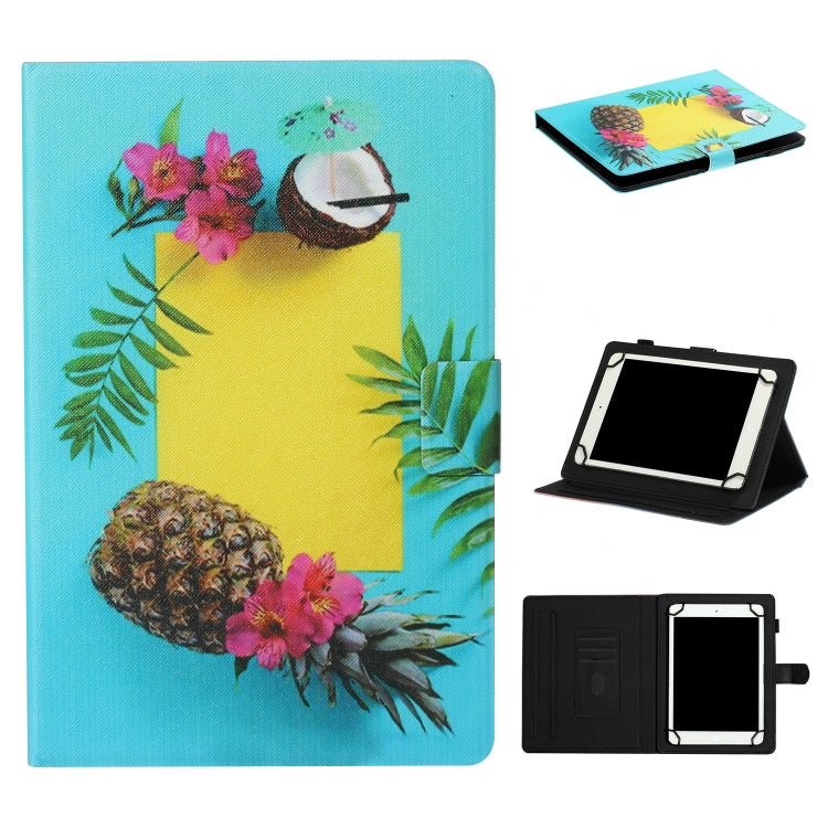 Tablet PC Universal Coloured Drawing Pattern Horizontal Flip Leather Case with Holder & Card Slot
