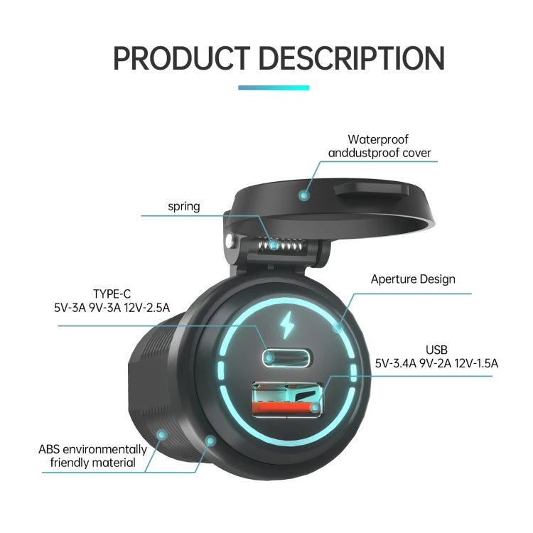 ZH-1786A2 QC3.0 USB-A + Type-C Dual Interface Car Charger, Cable Length: 60cm