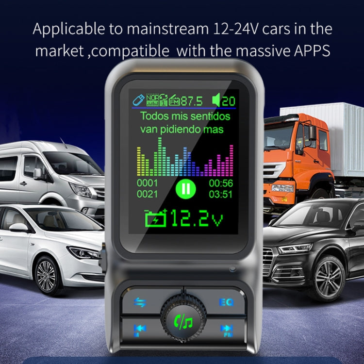 BC85 Colorful Screen Car Bluetooth 5.0 FM Transmitter MP3 Player