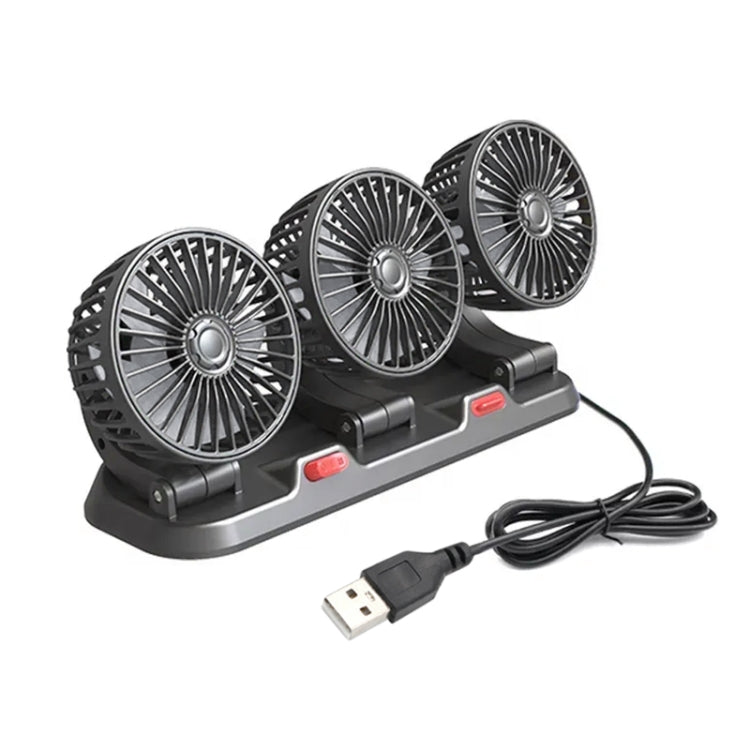F4310 360-Degree Rotating Adjustable Car Three-Head Fan