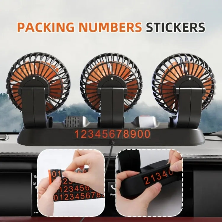 F4310 360-Degree Rotating Adjustable Car Three-Head Fan