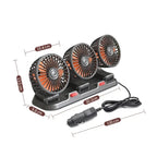 F4310 360-Degree Rotating Adjustable Car Three-Head Fan