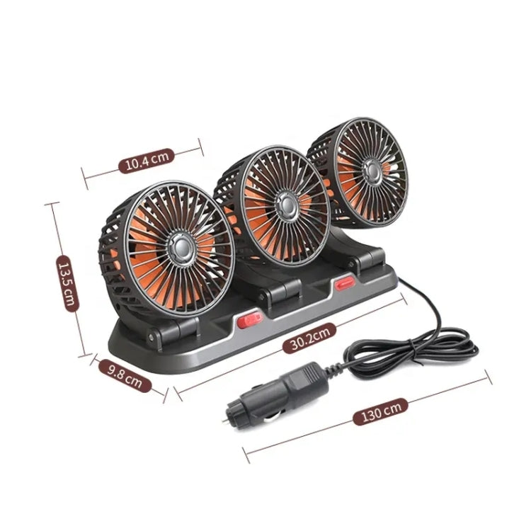 F4310 360-Degree Rotating Adjustable Car Three-Head Fan