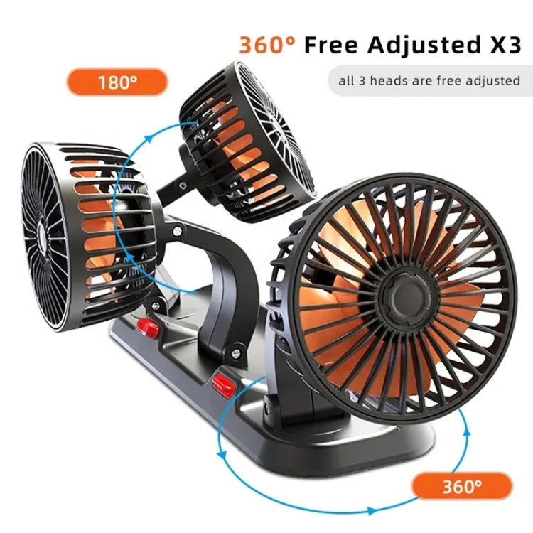 F4310 360-Degree Rotating Adjustable Car Three-Head Fan