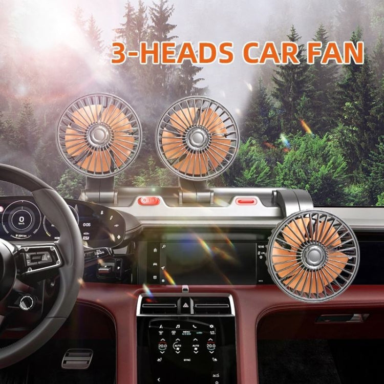 F4310 360-Degree Rotating Adjustable Car Three-Head Fan