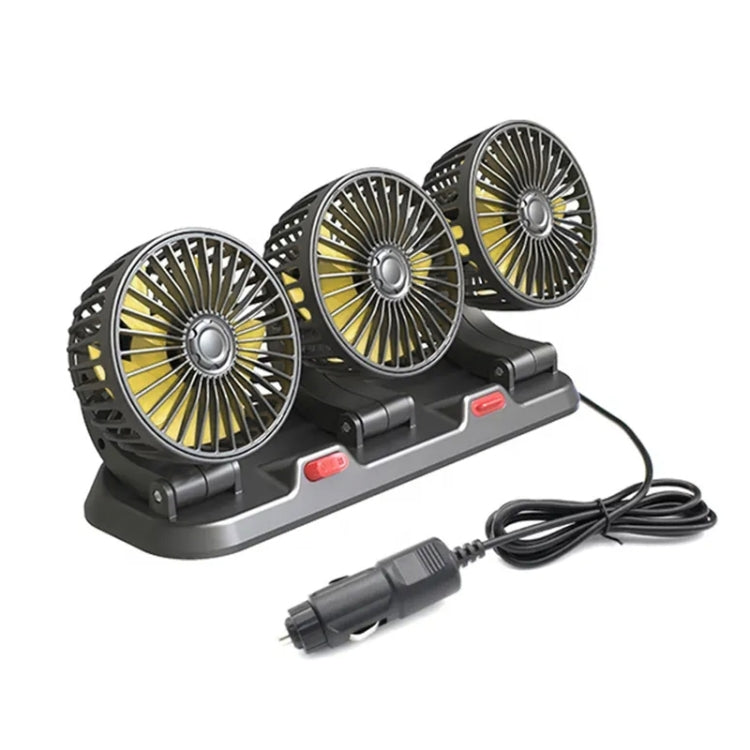 F4310 360-Degree Rotating Adjustable Car Three-Head Fan