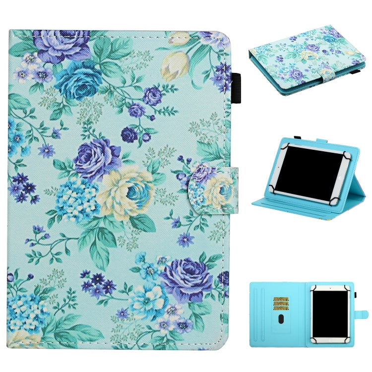 Flower Pattern Horizontal Flip Leather Case with Card Slots & Holder
