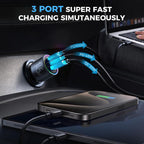 JOYROOM JR-CCN07 145W Dual PD+QC3.0 3-Port Car Charger