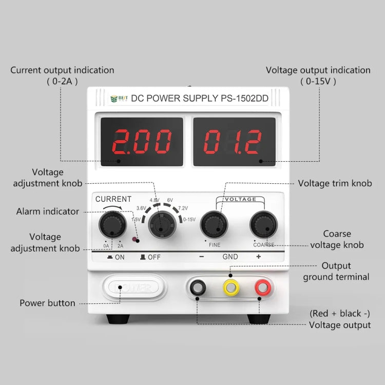 BEST 1502DD 15V / 2A Digital Display DC Regulated Power Supply