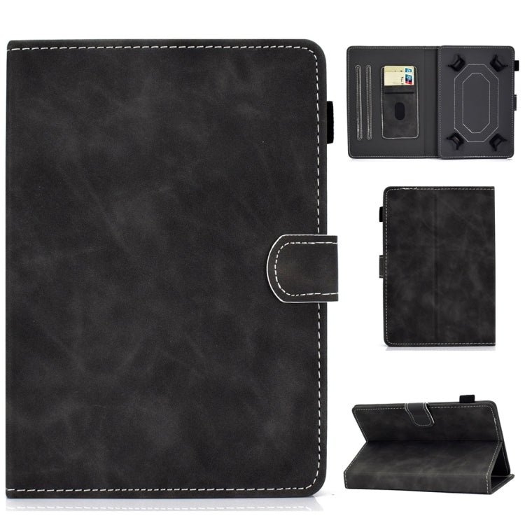 Tablet PC Universal Cowhide Texture Horizontal Flip Leather Case with Holder & Card Slots & Pen Slot