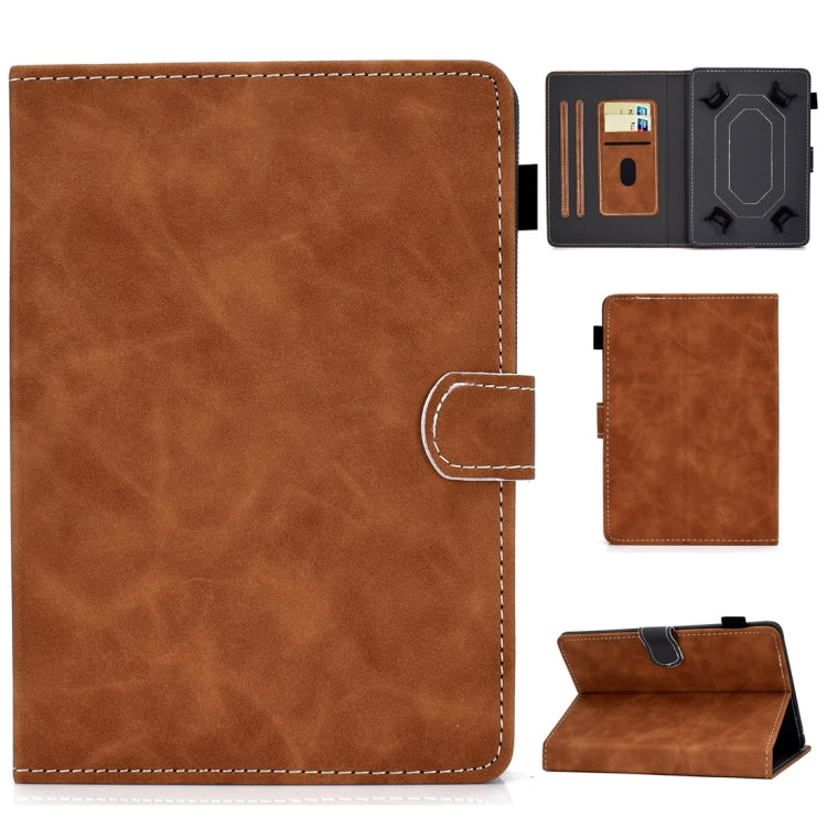 Tablet PC Universal Cowhide Texture Horizontal Flip Leather Case with Holder & Card Slots & Pen Slot