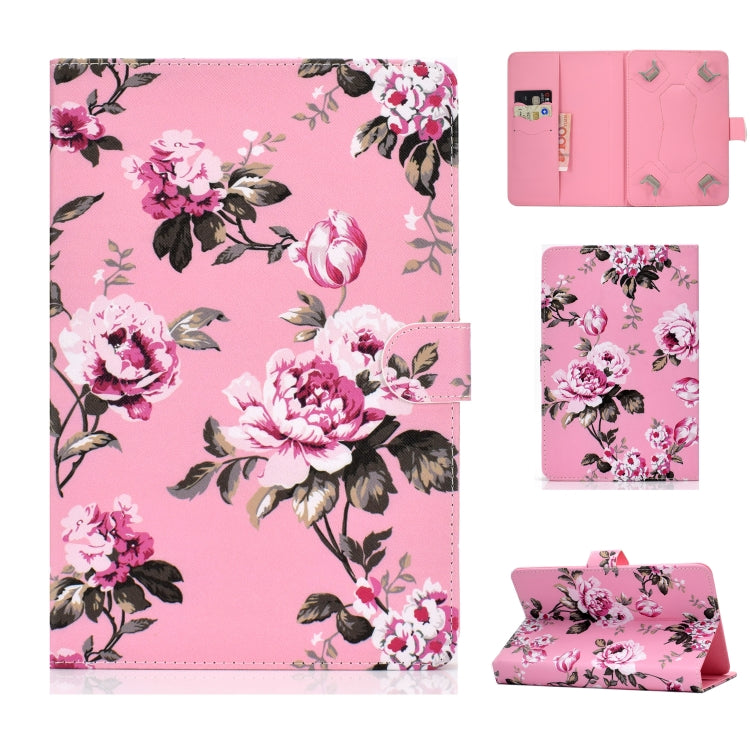 Universal Colored Drawing Pattern Horizontal Flip PU Leather Case with Holder & Card Slots