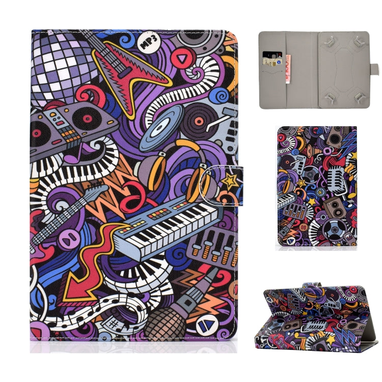 Universal Colored Drawing Pattern Horizontal Flip PU Leather Case with Holder & Card Slots