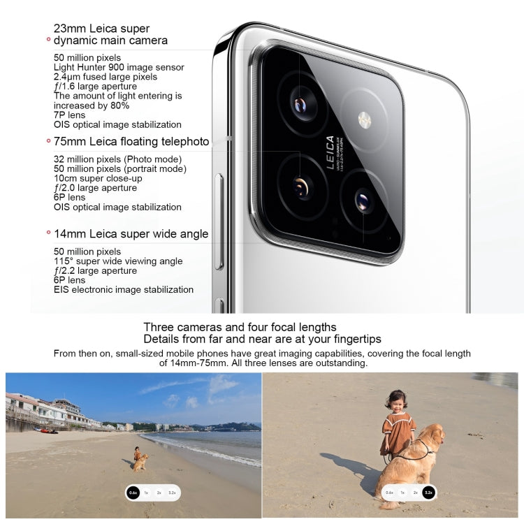 Xiaomi 14,  6.36 inch Xiaomi HyperOS Snapdragon 8 Gen 3 Octa Core 4nm up to 3.3GHz, NFC, Network: 5G