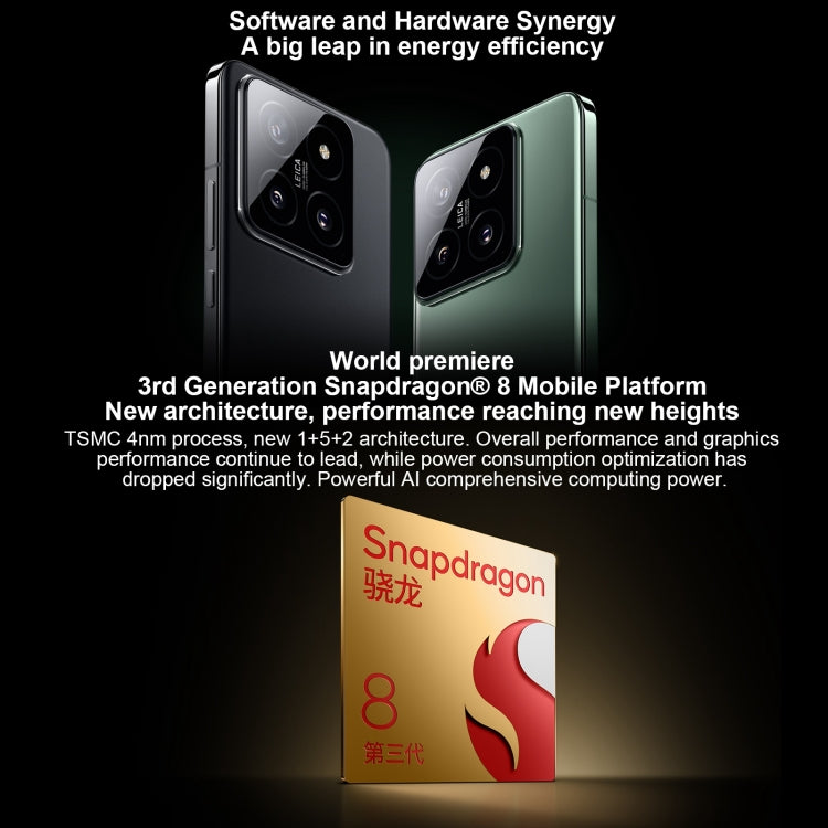 Xiaomi 14,  6.36 inch Xiaomi HyperOS Snapdragon 8 Gen 3 Octa Core 4nm up to 3.3GHz, NFC, Network: 5G