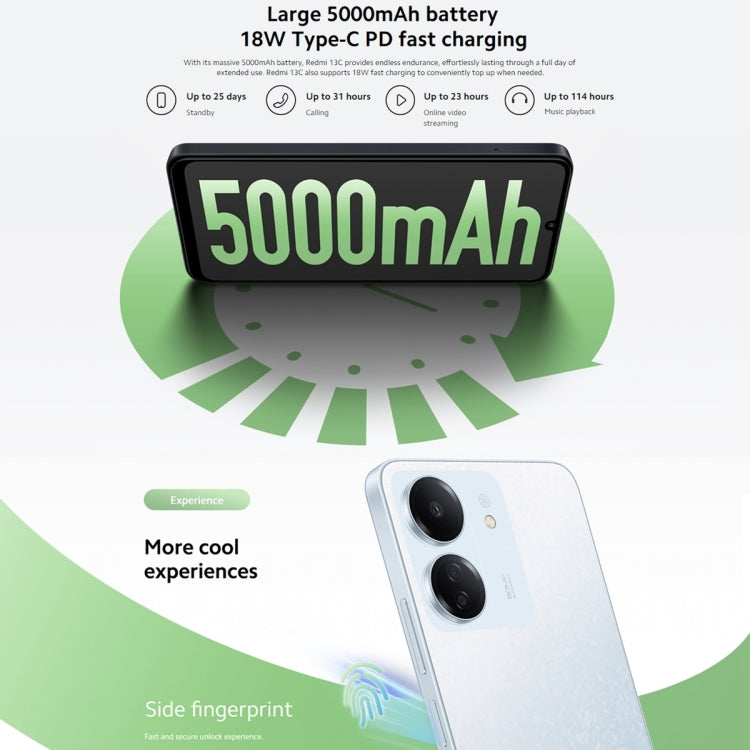Xiaomi Redmi 13C 5G,  6.74 inch MIUI 14 MediaTek Dimensity 6100+ Octa Core 2.2GHz, NFC, Network: 5G, Not Support Google Play
