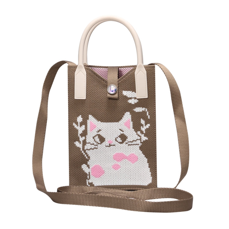 Cat Knitted Mini Crossbody Phone Bag For 6.9 inch and Below Phones