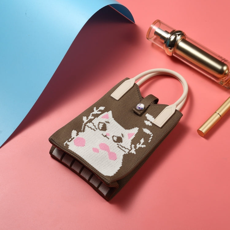Cat Knitted Mini Crossbody Phone Bag For 6.9 inch and Below Phones
