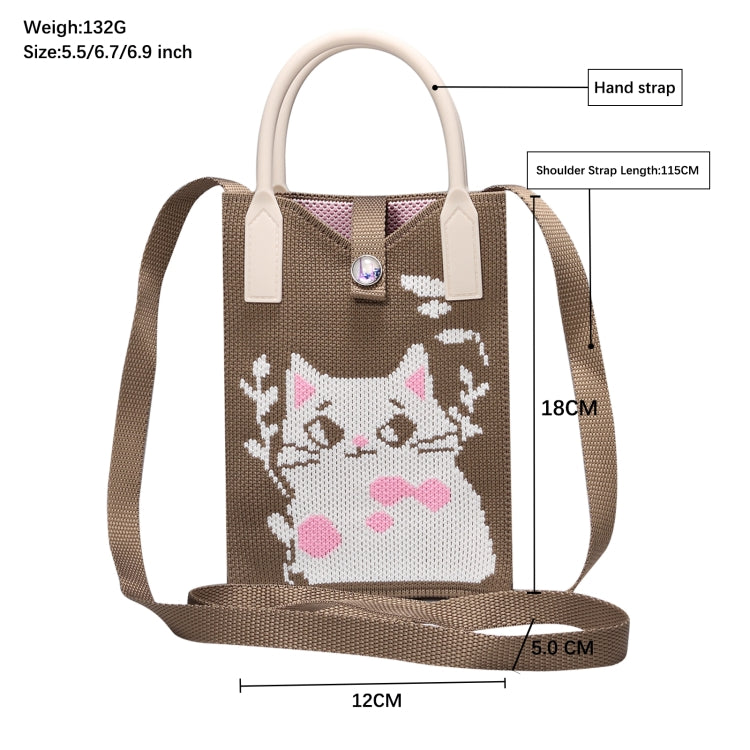 Cat Knitted Mini Crossbody Phone Bag For 6.9 inch and Below Phones