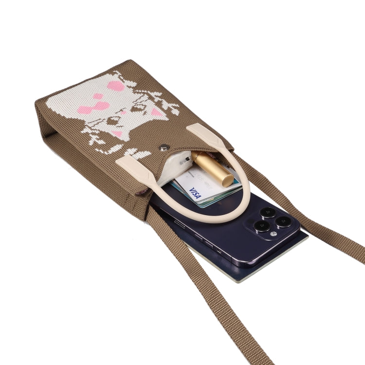 Cat Knitted Mini Crossbody Phone Bag For 6.9 inch and Below Phones
