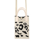 Leopard Print Knitted Mini Crossbody Phone Bag For 6.9 inch and Below Phones