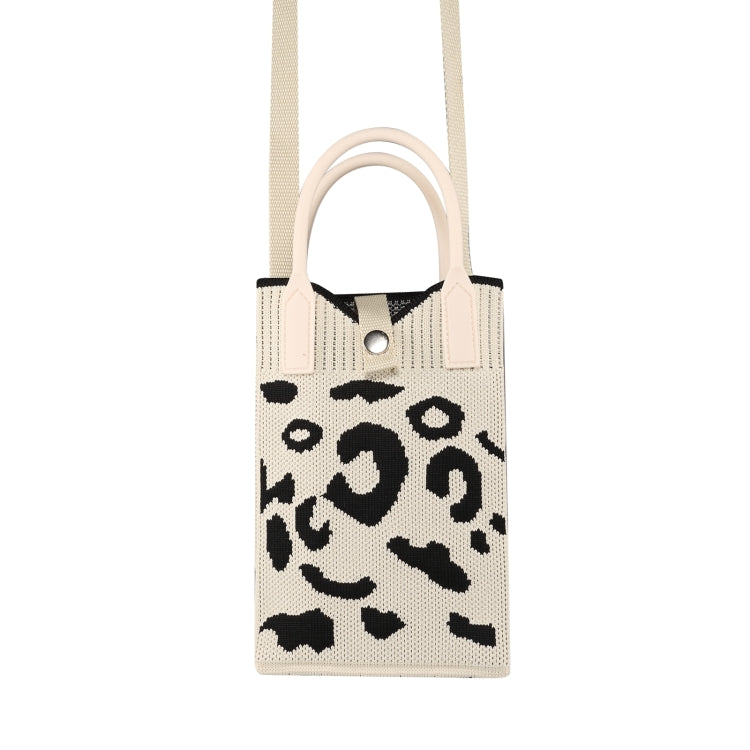 Leopard Print Knitted Mini Crossbody Phone Bag For 6.9 inch and Below Phones