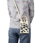 Leopard Print Knitted Mini Crossbody Phone Bag For 6.9 inch and Below Phones