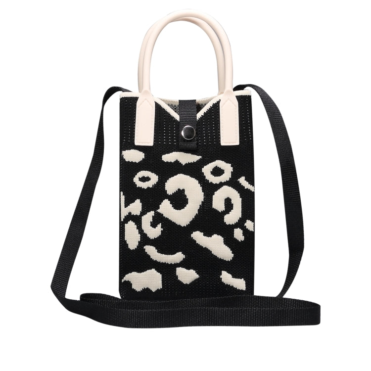 Leopard Print Knitted Mini Crossbody Phone Bag For 6.9 inch and Below Phones
