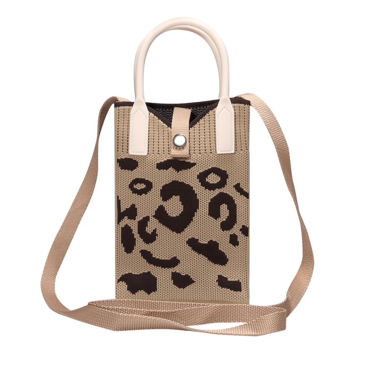 Leopard Print Knitted Mini Crossbody Phone Bag For 6.9 inch and Below Phones