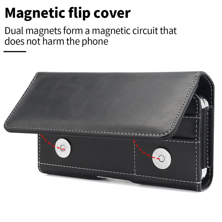 5.5-6.7 inch Universal Multifunctional Horizontal Magnetic Flip Cover PU Phone Waist Bag