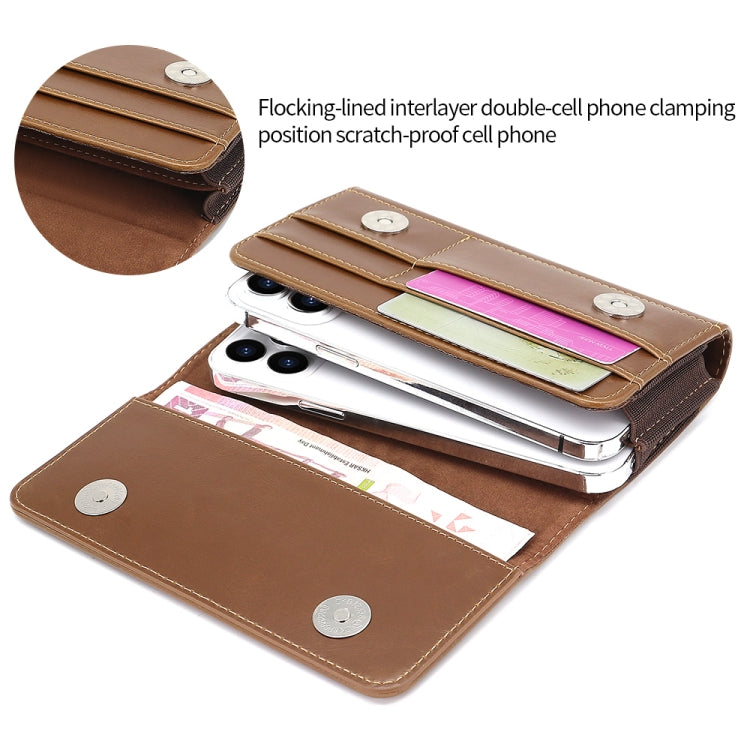 5.5-6.7 inch Universal Multifunctional Horizontal Magnetic Flip Cover PU Phone Waist Bag