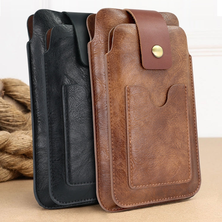 6.5-7.2 inch Universal Retro Magnetic Buckle Double Layer Phone Waist Bag