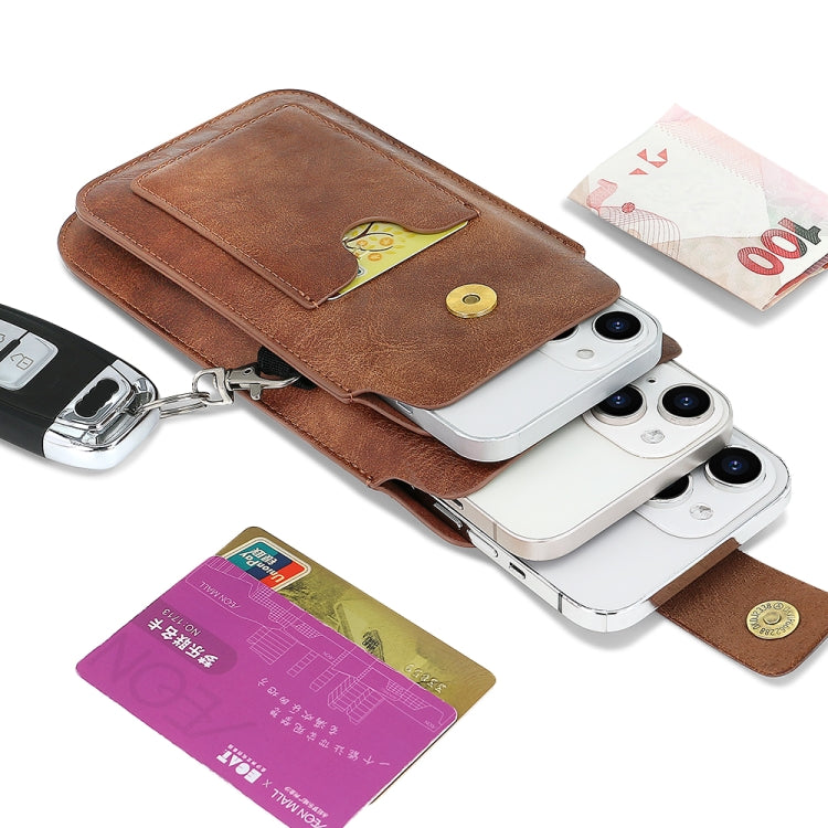 6.5-7.2 inch Universal Retro Magnetic Buckle Double Layer Phone Waist Bag