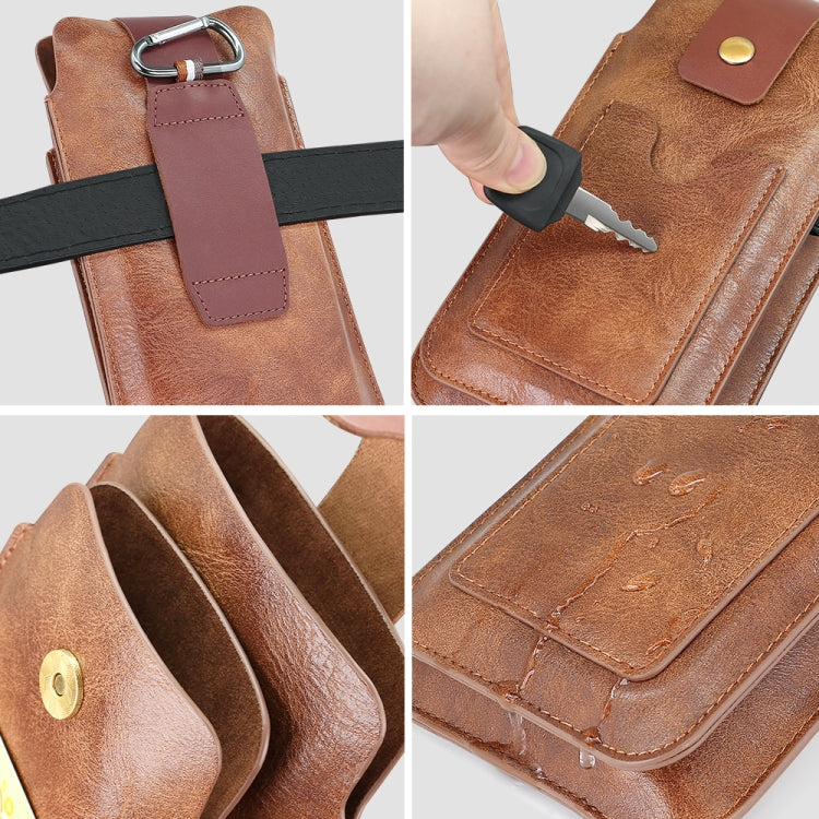 6.5-7.2 inch Universal Retro Magnetic Buckle Double Layer Phone Waist Bag