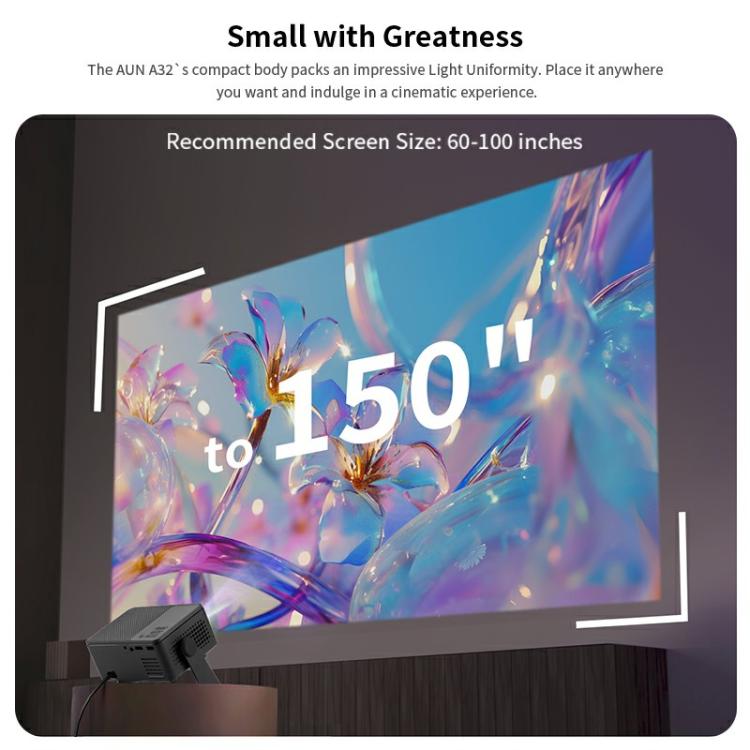 AUN A32 1280x720P 200ANSI D3100 CPU WIFI Display Smart Projector