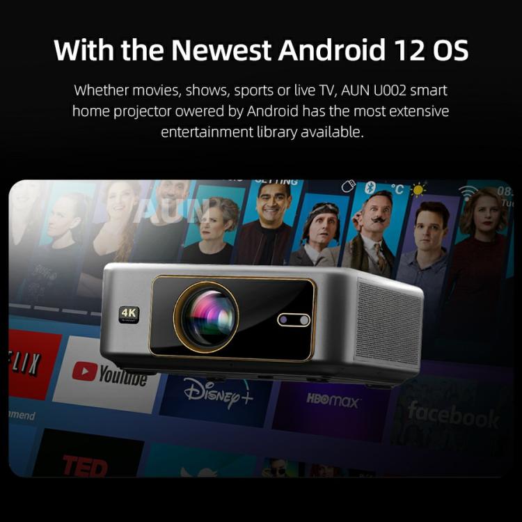 AUN U002 1920x1080P 970ANSI Android 12 Home Theater Smart Projector