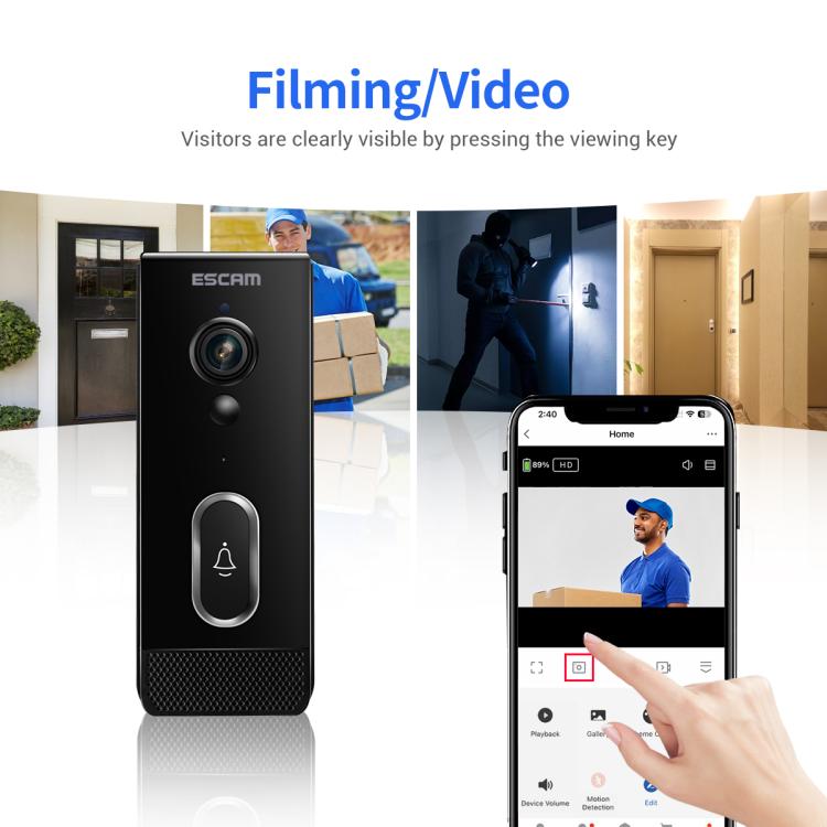 ESCAM V5 TUYA 1080P Intelligent Two-Way Voice Night Vision Wireless Doorbell