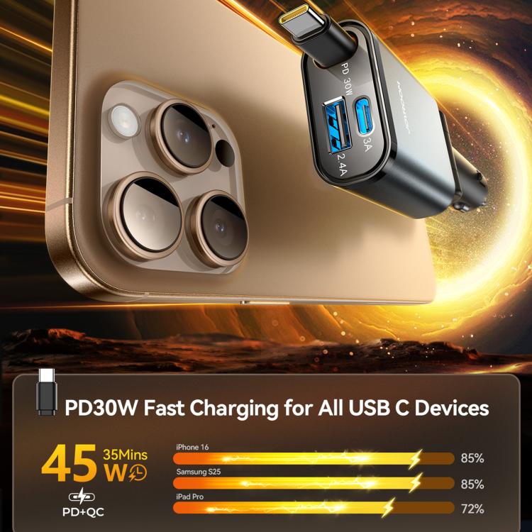 JOYROOM JR-CCL07 3 in 1 Retractable Car Charger