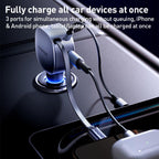 MOMAX UC19 60W 3 in 1 Car Charger with Retractable Cable