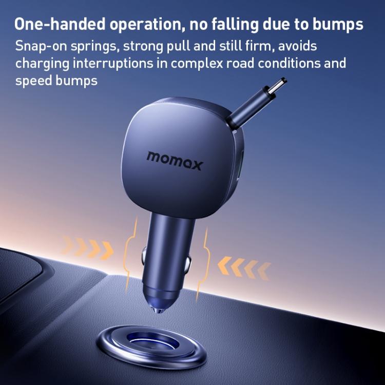 MOMAX UC19 60W 3 in 1 Car Charger with Retractable Cable