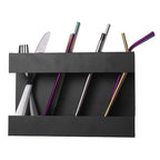 Four-grid Straw Cutlery Metal Storage Rack Kitchen Organizer with 12pcs Soft Magnetic Sheet