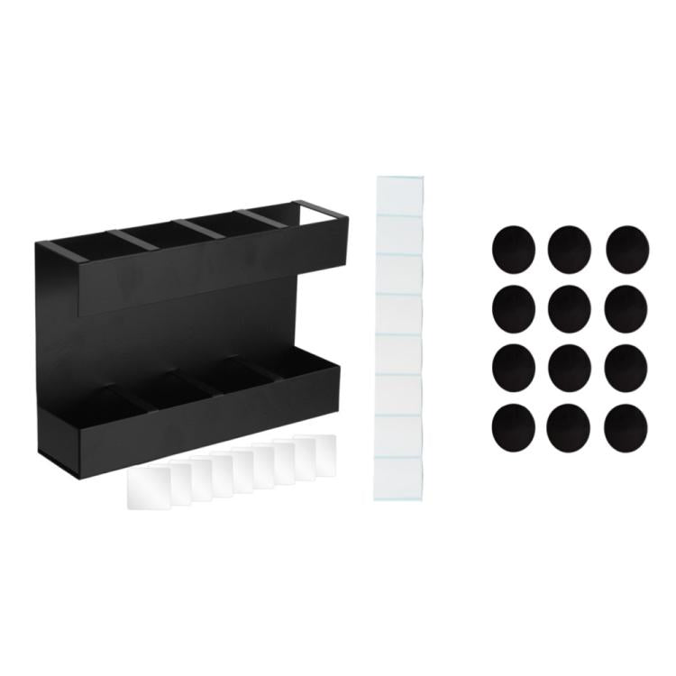 Four-grid Straw Cutlery Metal Storage Rack Kitchen Organizer with 12pcs Soft Magnetic Sheet