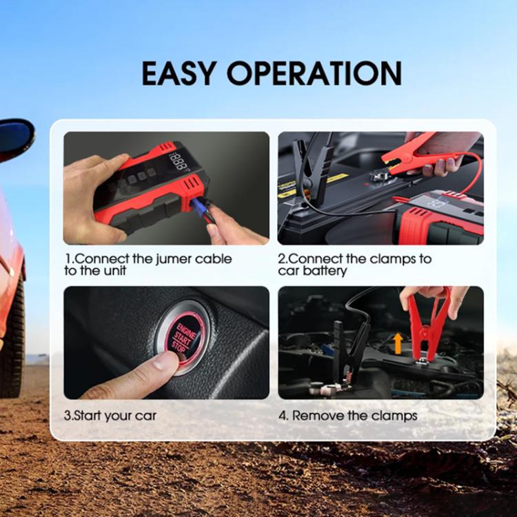 FOXSUR Car Emergency Starter Power Supply Multi-function Portable Car Air Pump